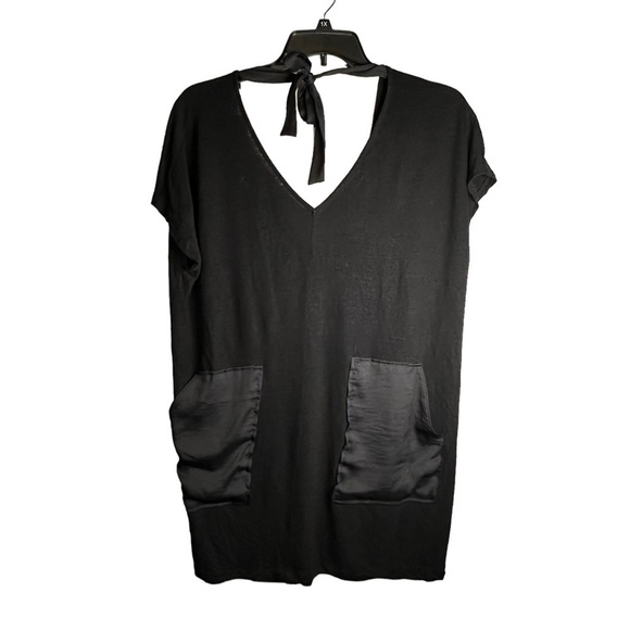 Lou & Grey Women's Black Linen Blend Tie Back Pockets Shift Dress Small *Pinhole - Picture 6 of 10